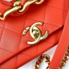 Chanel flapbag handle lampskin pink leather 19cm bag