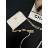 Chanel Woc double chain white leather bag
