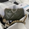 Chanel 19 Flap Lambskin Green Silver Hardware 26cm Bag