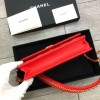 Chanel 19 Denim Wallet on Chain in Red AP0957