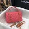 Chanel grained calfskin top handle flap bag pink 20cm