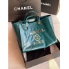 Chanel Deauville Blue Leather Tote Shopping Bag
