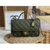 Chanel 22k Calfskin & Gold-Tone Metal Green Bag