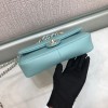 Chanel black big chain flap bag in blue lampskin