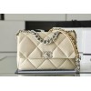 Chanel silver flap cream bag 19 large size