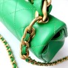 Chanel flapbag handle lampskin green leather 19cm bag