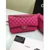 CHANEL 1112 Rose Red Medium Size 2.55 Lambskin Leather Flap Bag With Gold/Silver Hardware