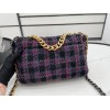 Chanel 19 flap tweed pink black bag 30cm