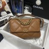 Chanel 19 Medium Handbag Lambskin Brown AS1160