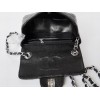 CHANEL 1112 Black Caviar Leather Flap Bag With Silver Hardware
