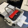 Chanel red patent leather CF flap bag 25cm