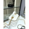 Chanel case white handle leather bag