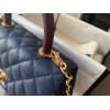 Chanel Coco Handle Blue Caviar Red Handle Small Bag