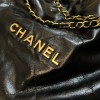 Chanel black leather tote shopping bag