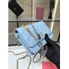 Chanel Grained Calfskin Wallet Charm WOC Blue