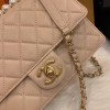 Chanel pearl Woc leather rhombic flap bag in beige