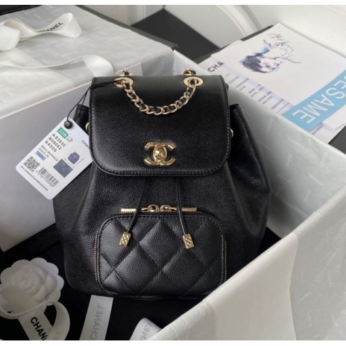 Chanel black calfskin backpack