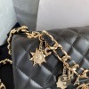 Chanel charm black smooth leather flap bag