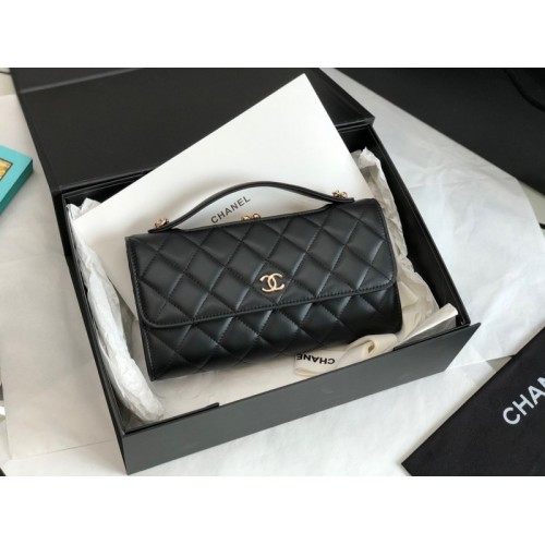 Chanel Flap Phone Holder With Chain Black Bag