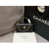 Chanel phone holder gold metal black bag