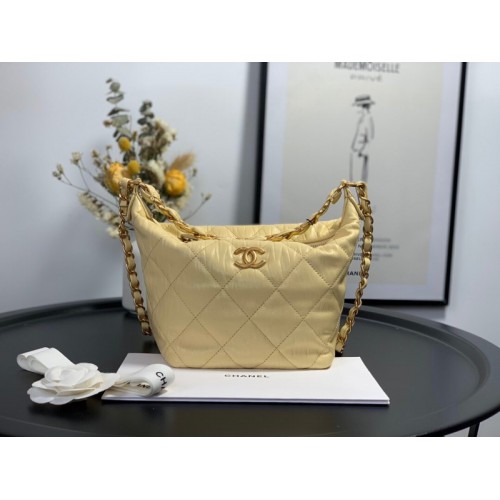 Chanel Crumpled Lambskin Mini Hobo Bag Yellow