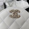 Chanel 22S Quilted Caviar White Mini Round Clutch