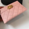 Chanel pink card holder in gold hardware
