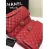 CHANEL 1112 Red Large 2.55 Calfskin Leather Flap Bag with Gold Hardware