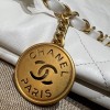 Chanel white leather tote shopping bag