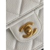 Chanel 22k Calfskin & Gold-Tone Metal White Mini Bag