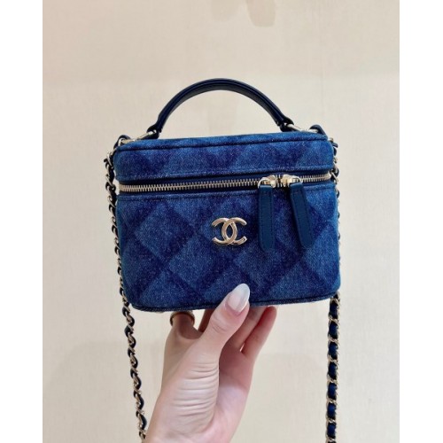 Chanel denim vanity comestic bag