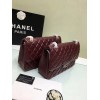 CHANEL 1112 Wine Red Large Size 30cm Lambskin Leather Flap Bag With Gold/Silver Hardware