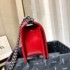 Chanel Medium Crinkled Calfskin Chevron Boy Flap Bag Red