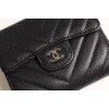Chanel black chevron silver hardware wallet