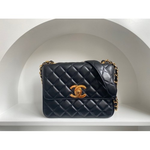 Chanel CF flapbag black lambskin 24k gold hardware medium bag