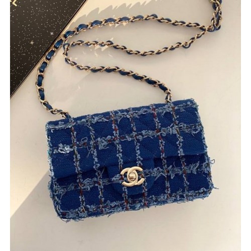 Chanel CF denim tweed bag 20cm