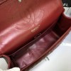 CHANEL 1112 Maroon Red Size 33cm Caviar Leather Flap Bag With Gold / Silver Hardware