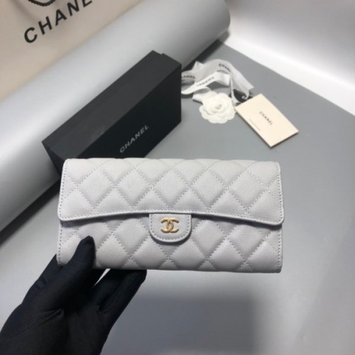 Chanel gray caviar wallet