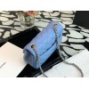 Chanel classic flap bag blue caviar leather 17cm