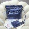 Chanel blue leather tote shopping medium bag