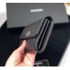 Chanel boy lampskin black leather long wallet