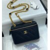 Chanel 22B mini vanity black lambskin pearl strap bag