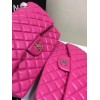 CHANEL 1112 Rose Red large Size 30 Lambskin Leather Flap Bag With Gold/Silver Hardware