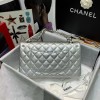 Chanel Silver Lambskin Medium Classic Double Flap Bag