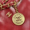 Chanel red leather tote shopping large bag