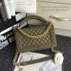 Chanel Green Quilted Caviar Boy Bag with Top Handle 180302 VS09524