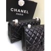 CHANEL 1112 black large size 30cm lambskin Leather Flap Bag with Gold/Silver Hardware