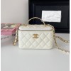 Chanel vanity white leather handle bag