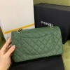 Chanel green caviar flap bag 25cm