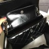 Chanel Black Oil Wax Leather Perfect Edge Bag Silver A14041 VS09833